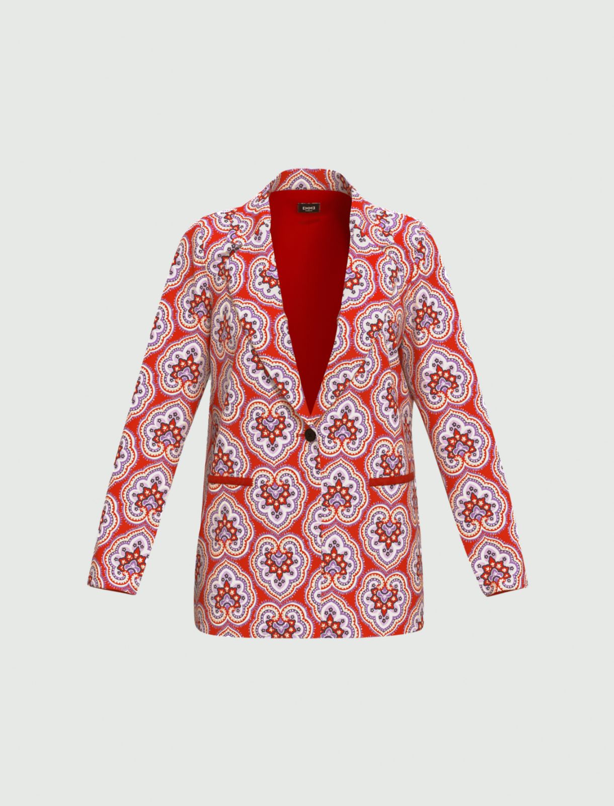 Patterned blazer - Red - Marina Rinaldi - 4