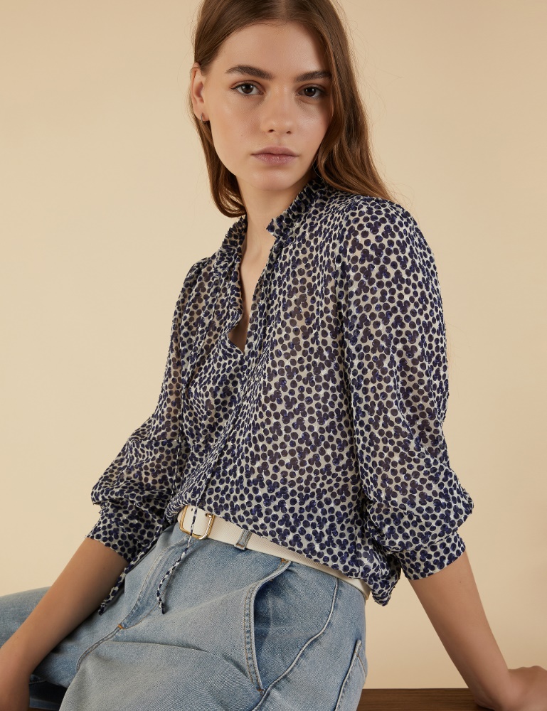 Dotted Swiss blouse - Navy - Emme 