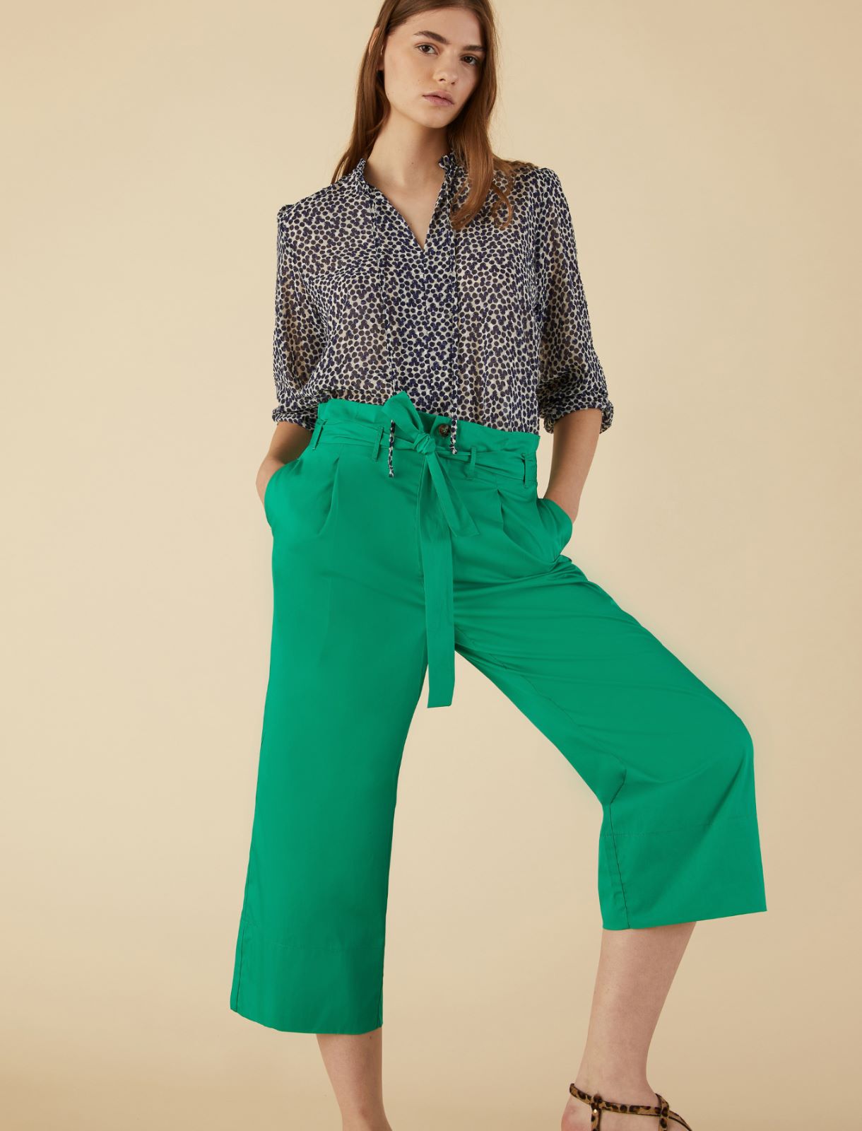 Cotton trousers - Green - Marella - 3