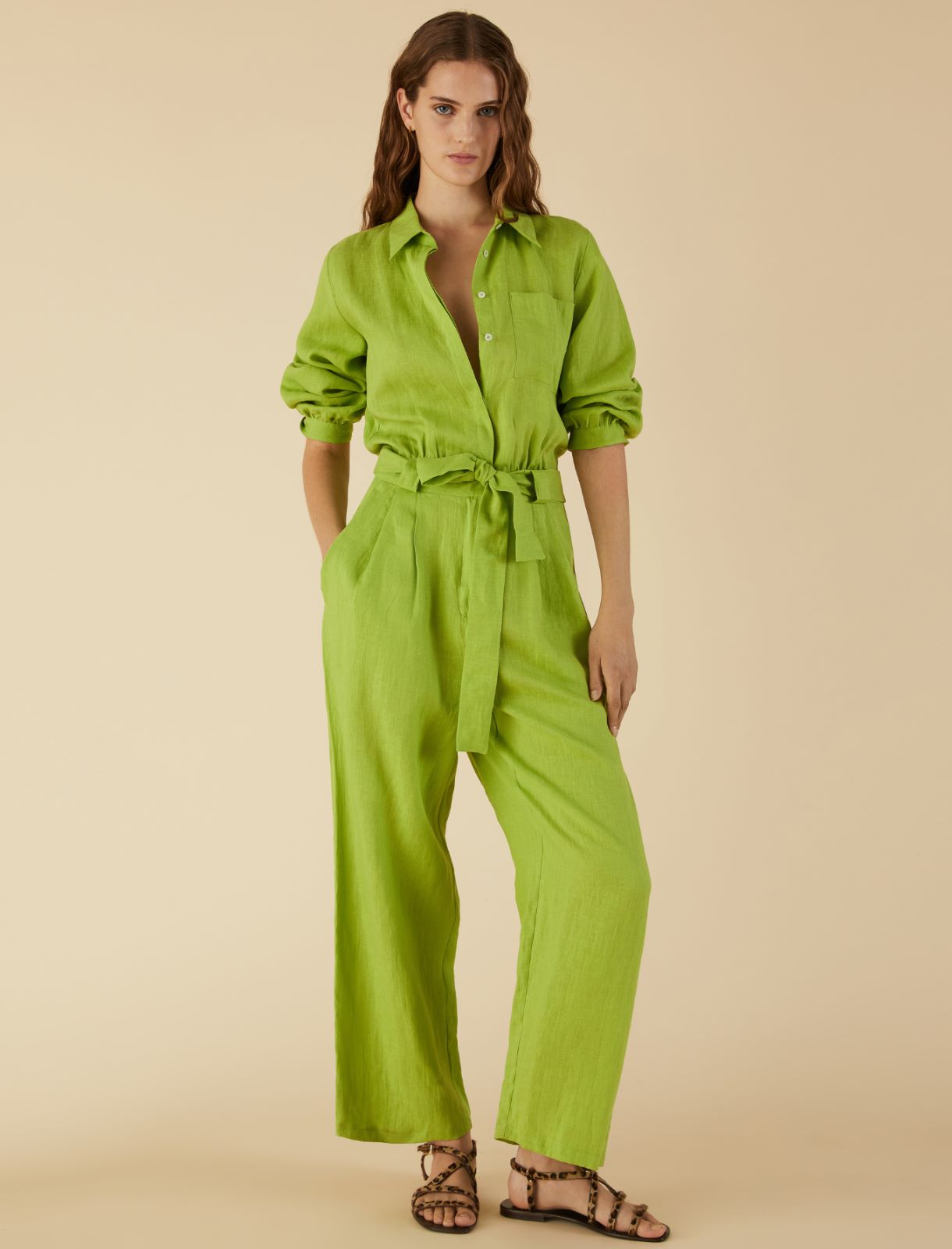 Linen jumpsuit - Green - Marella