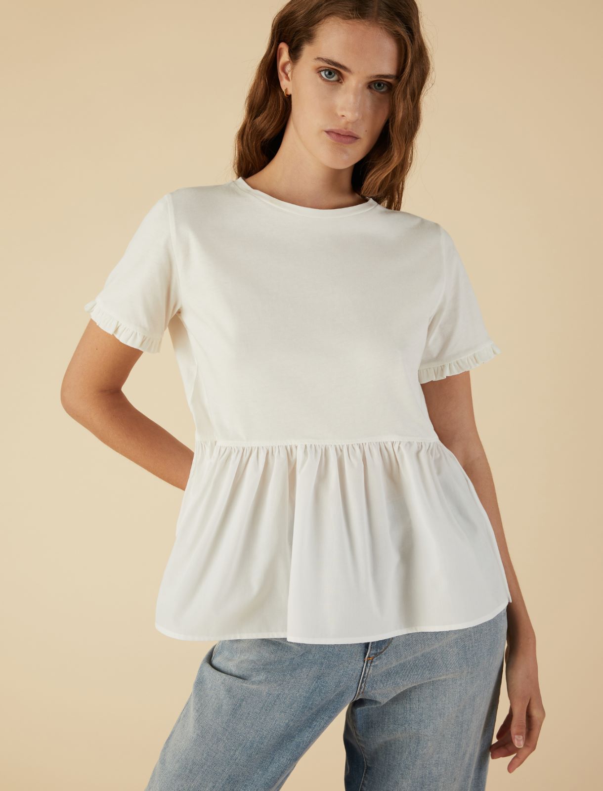 T-shirt with flounce - White - Marella - 3