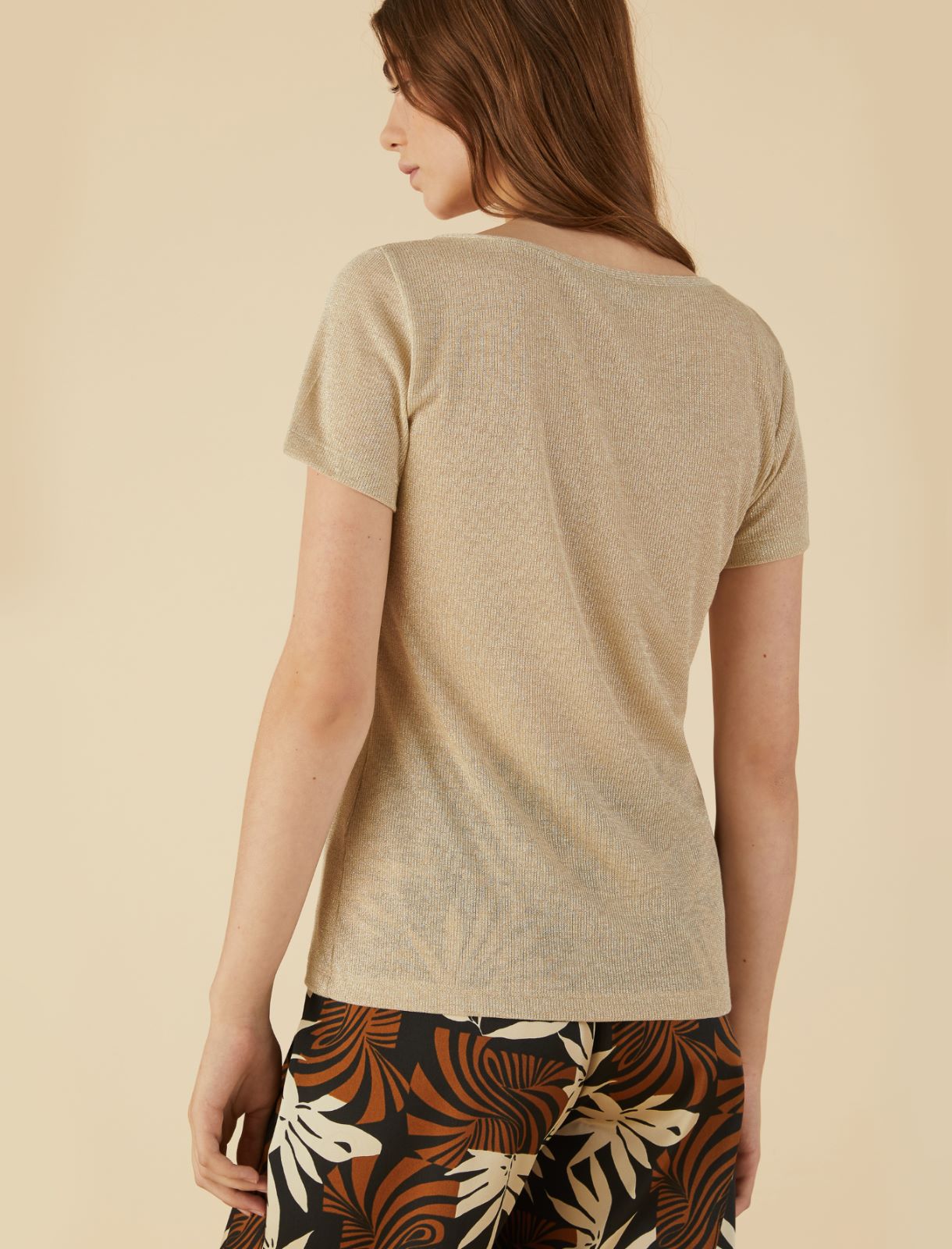 Rib-knit T-shirt - Gold - Marella - 2