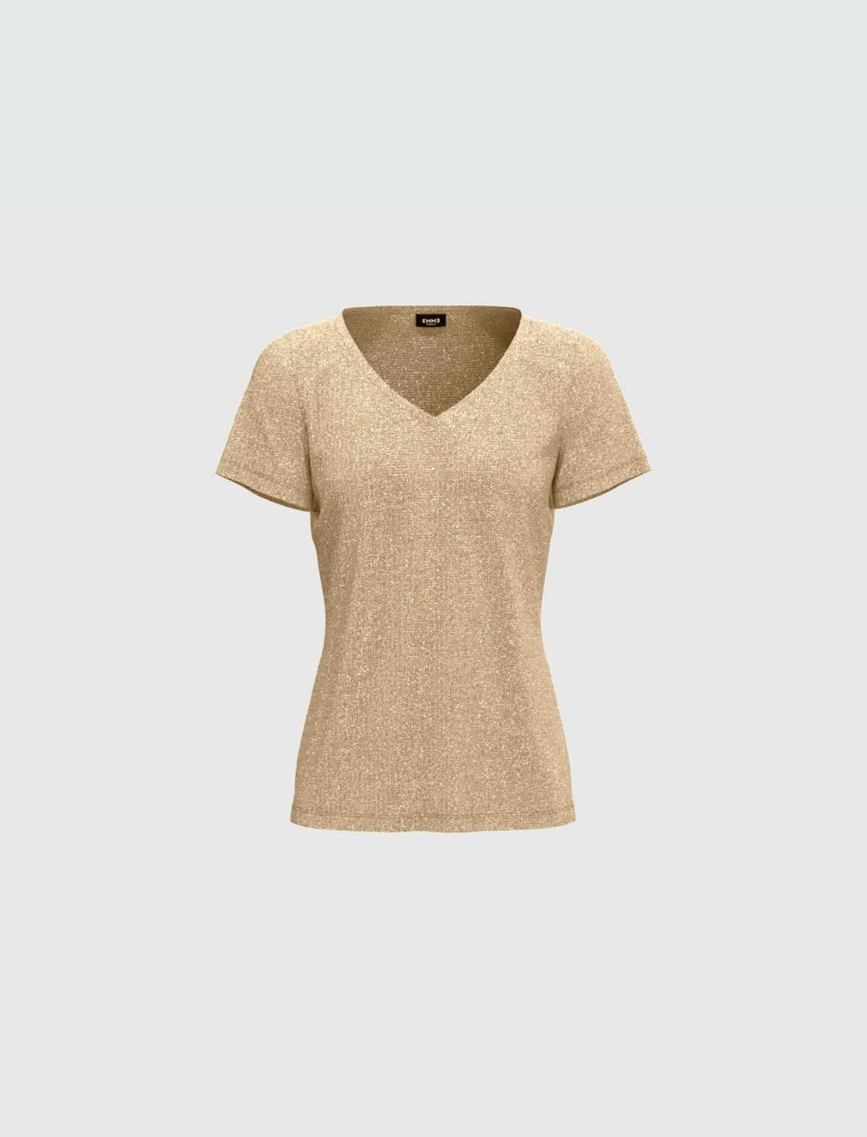 Rib-knit T-shirt - Gold - Emme 