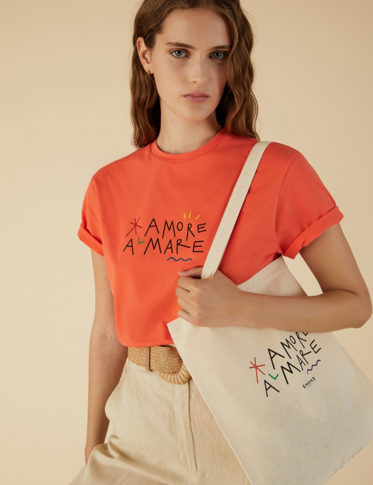 T-Shirt mit Print - Koralle - Emme 
