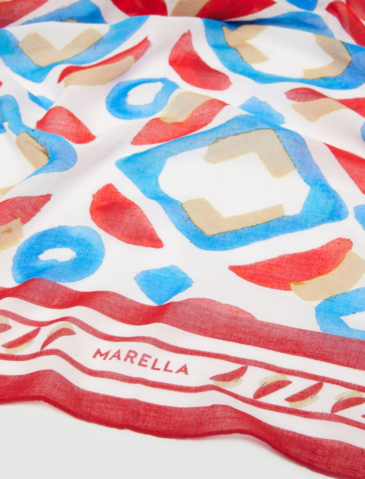 Patterned stole - Red - Marella - 2