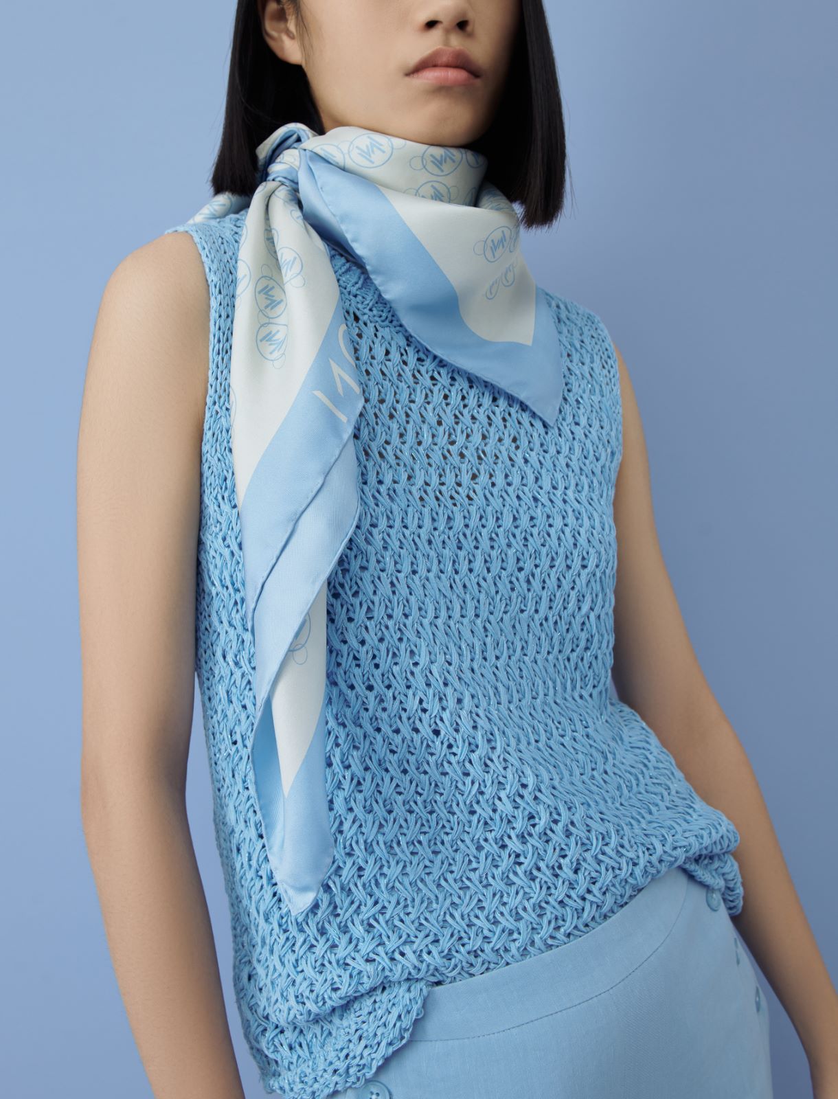 Silk neckerchief - Light blue - Marina Rinaldi - 3