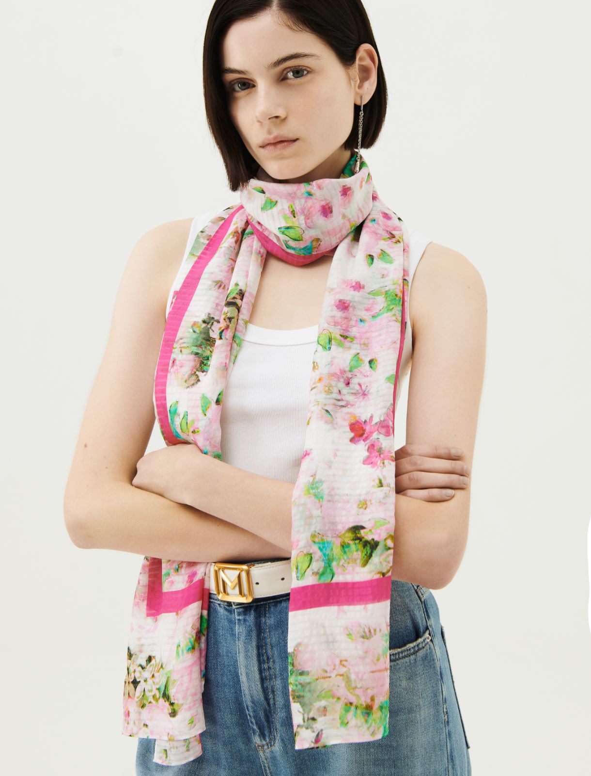 Patterned stole - Pink - Marella - 3
