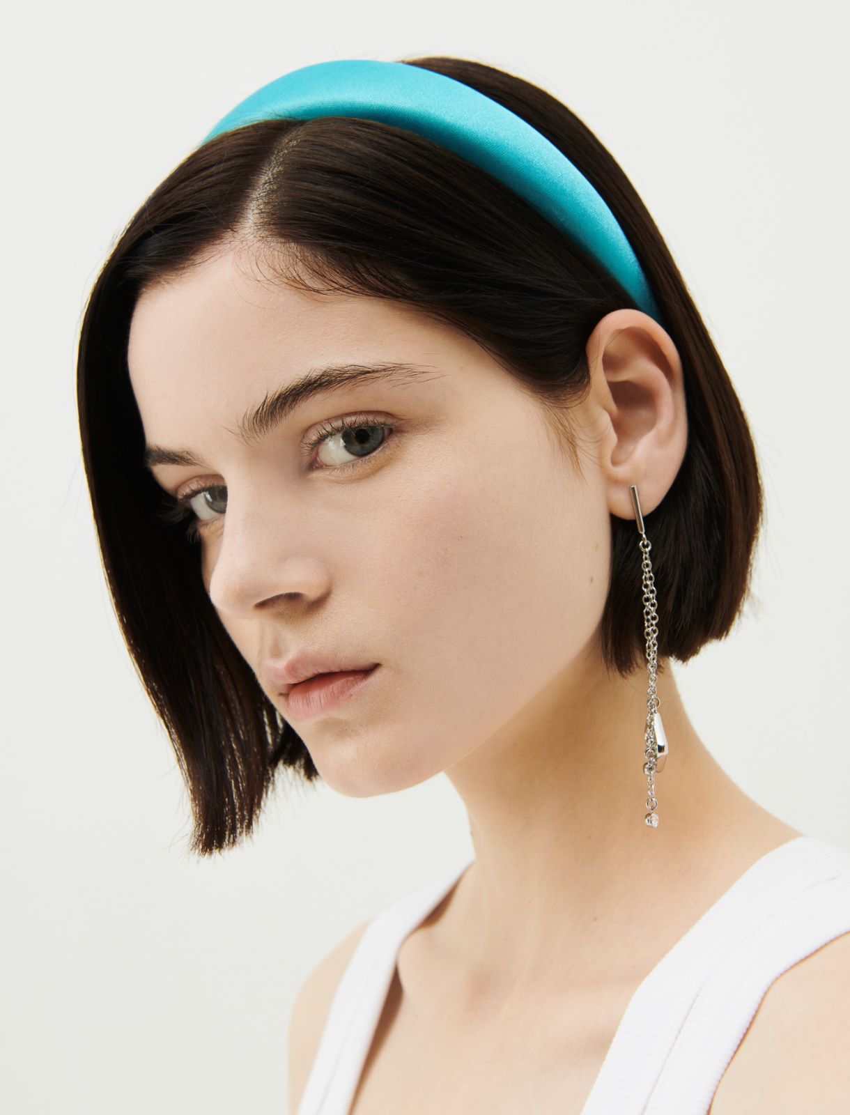 Satin hoop earrings - Turquoise - Marella - 3