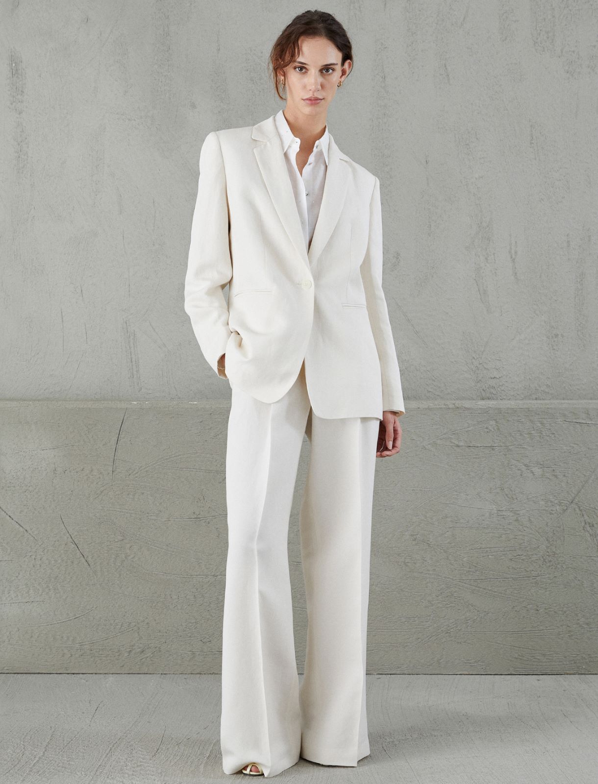 Linen-blend blazer - White - Marella