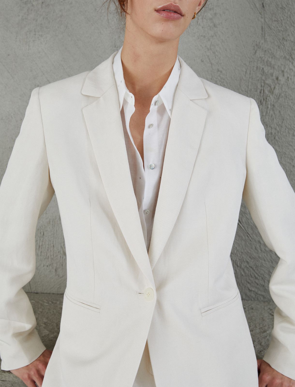 Linen-blend blazer - White - Marella - 4