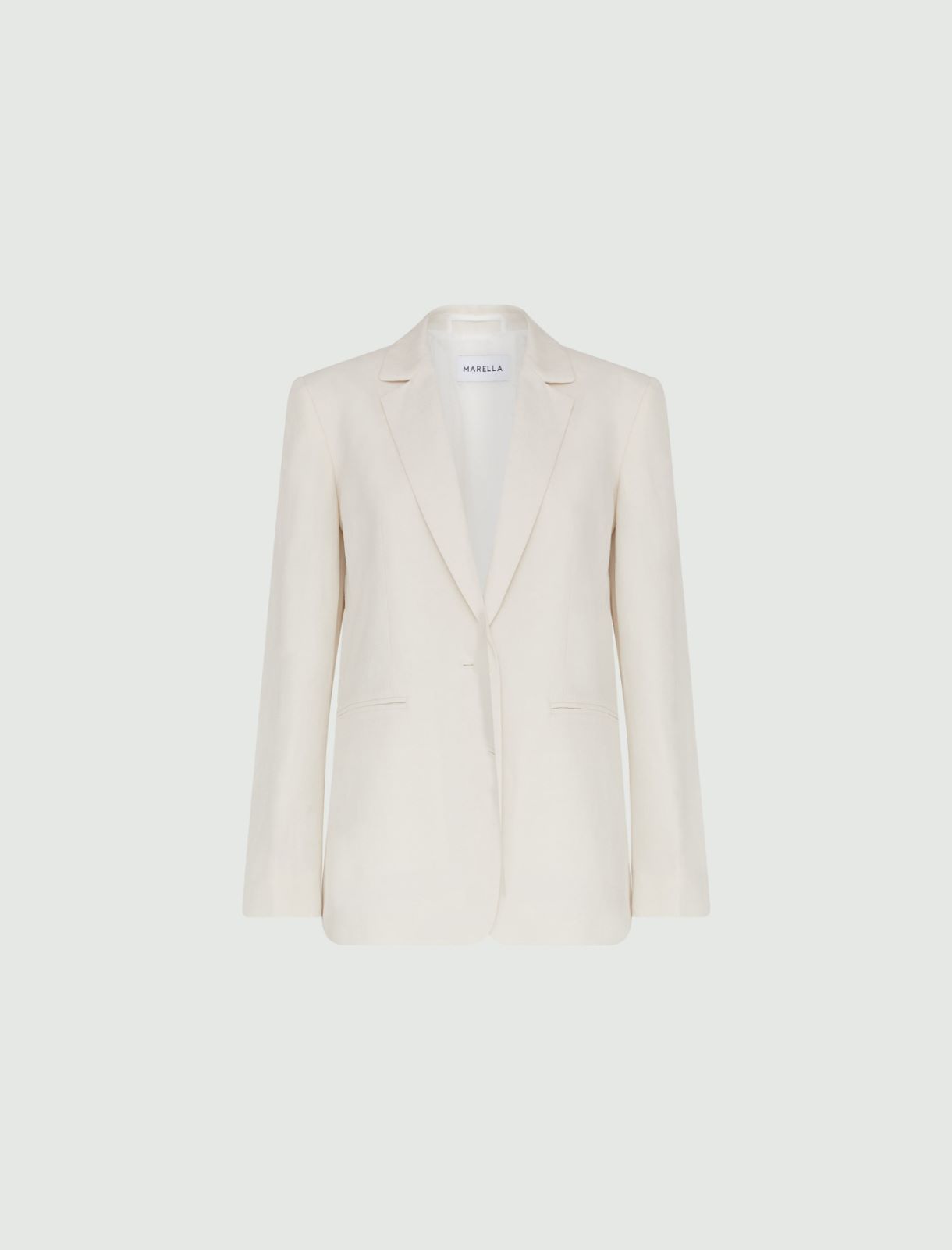 Linen-blend blazer - White - Marella - 5