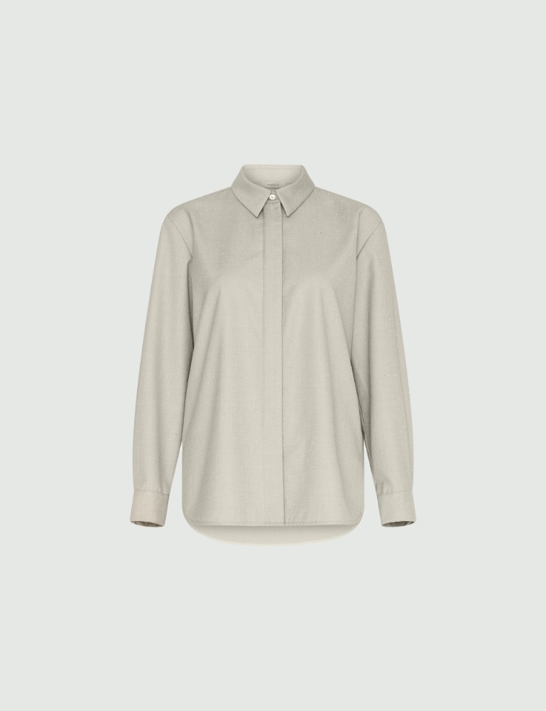 Twill shirt with micro studs - Sand - Marina Rinaldi - 2