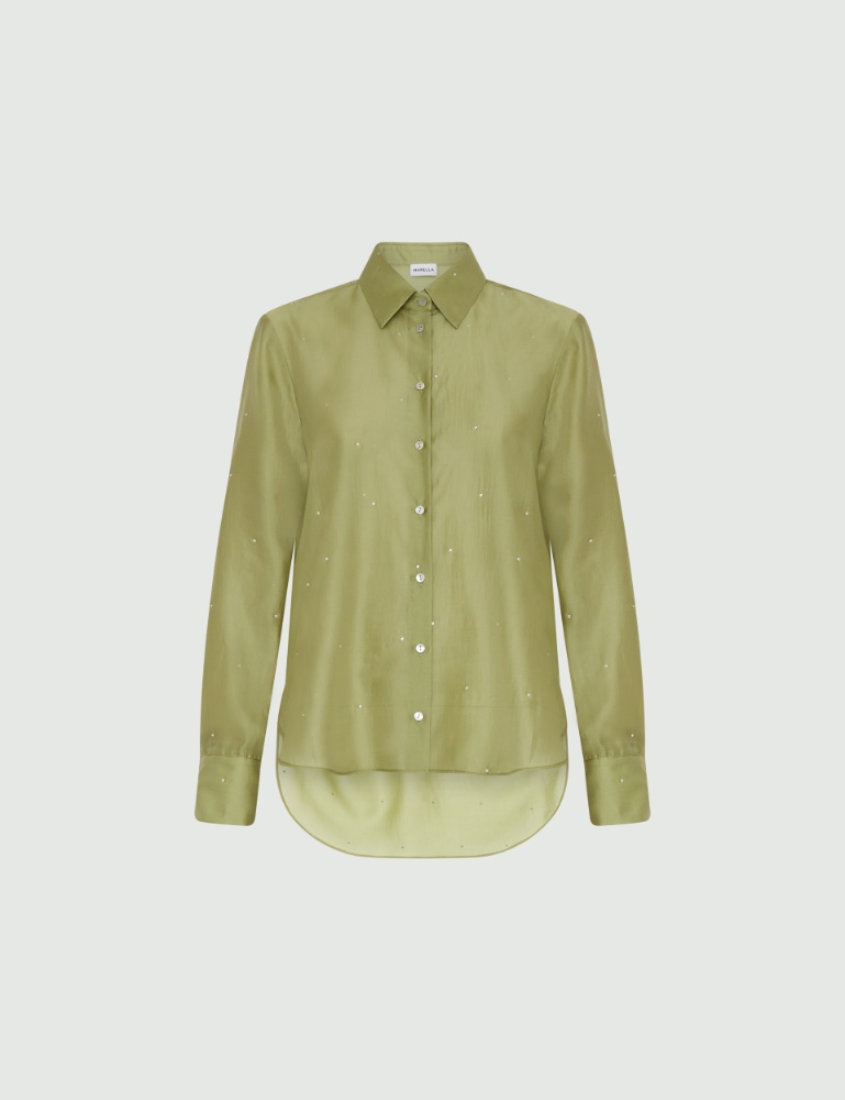 Rhinestone shirt - Avocado - Marella - 2