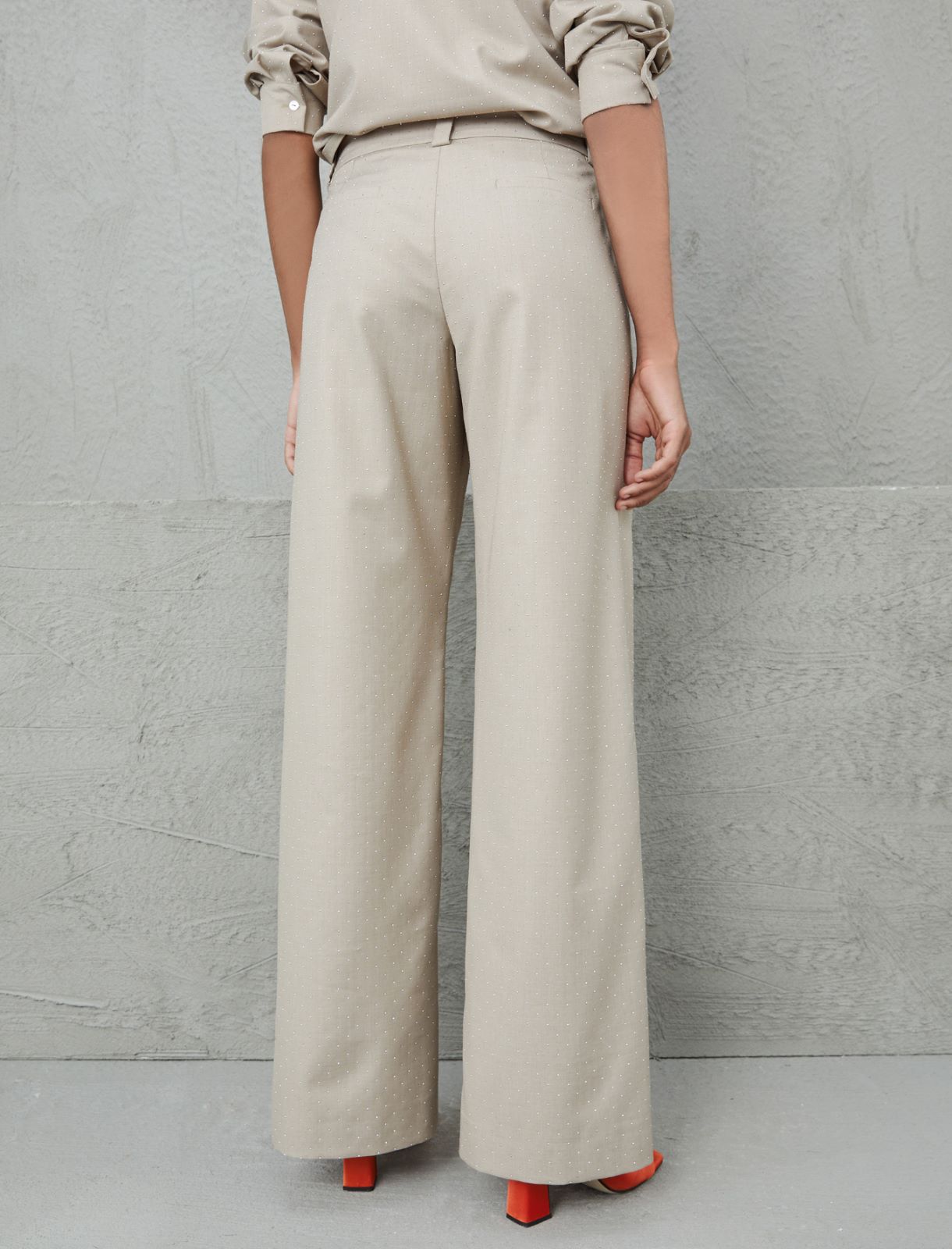 Wide-leg trousers with micro studs - Sand - Marina Rinaldi - 2