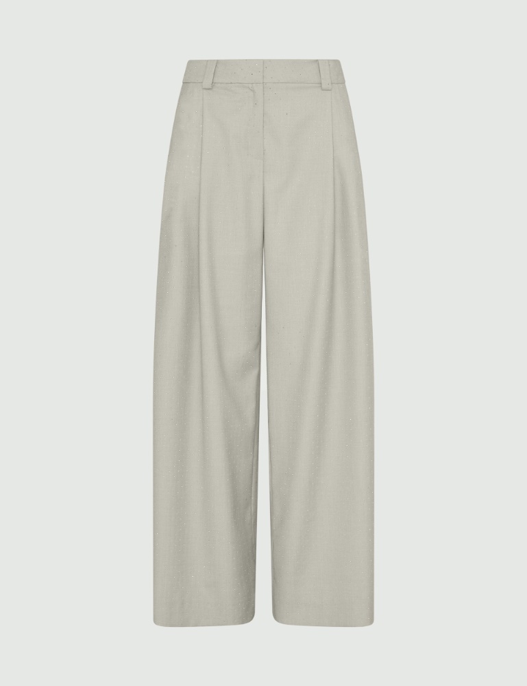 Pantalon jambe large habillé de micro clous - Sable - Marella - 2