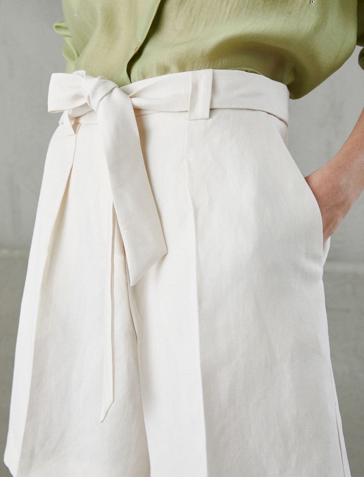 Linen-blend shorts - White - Marella - 4