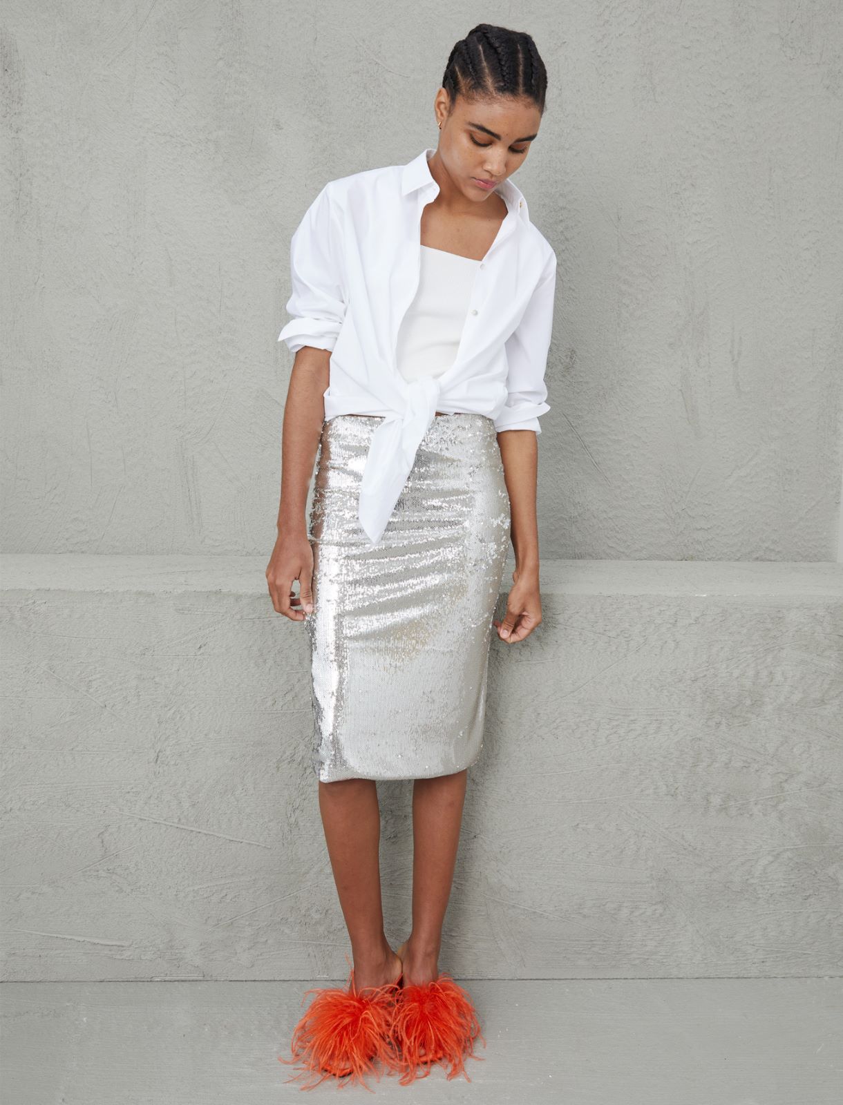 Sequin skirt - Silver - Marina Rinaldi