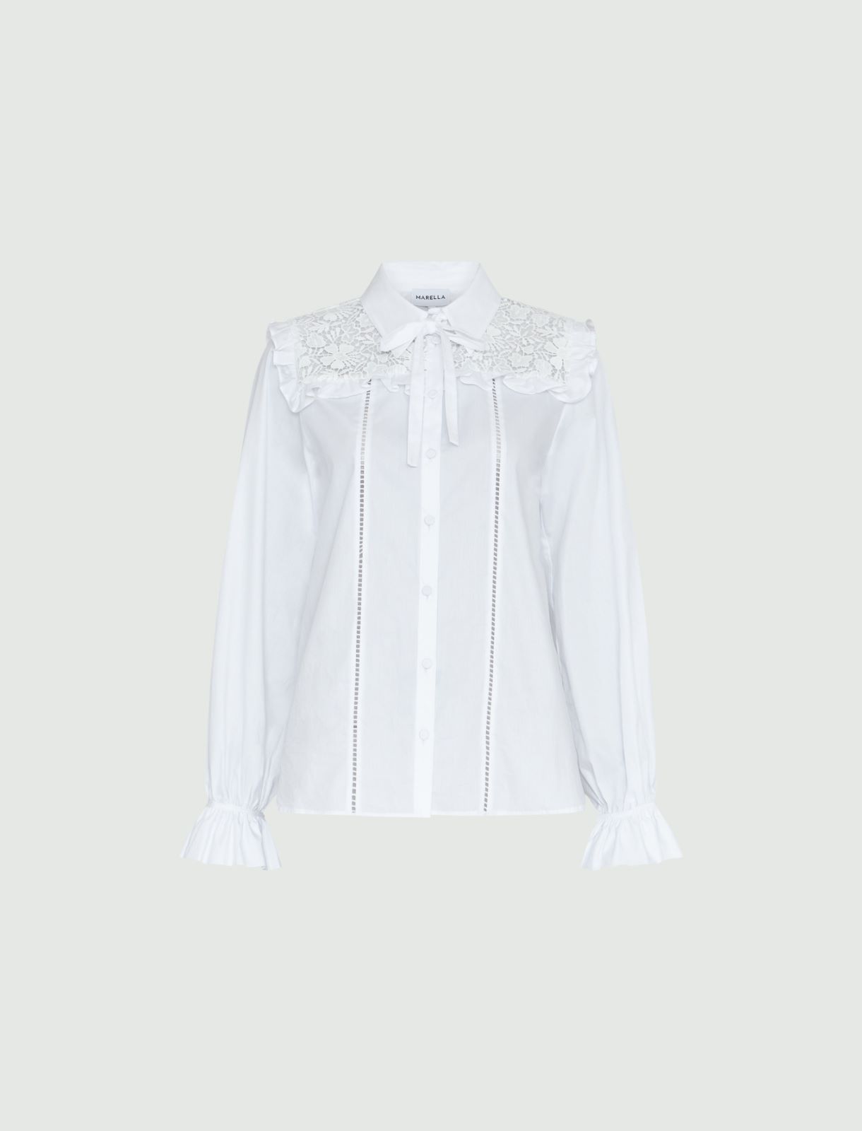 Shirt with lace - Optical white - Marella - 5