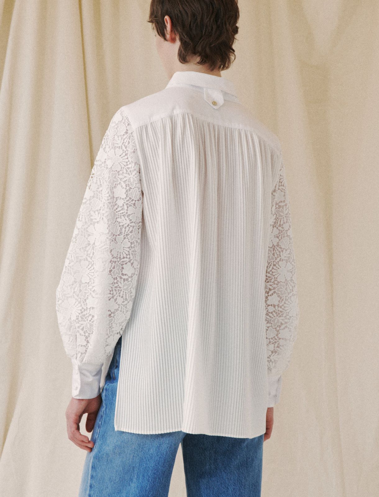 Shirt with lace - Optical white - Marella - 2