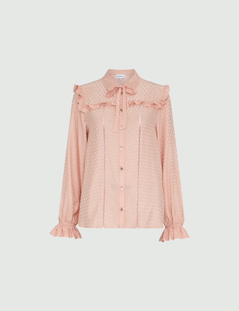 ZARA Polkadot Satin Pink Shirt Blouse Top, Women's Fashion, Tops