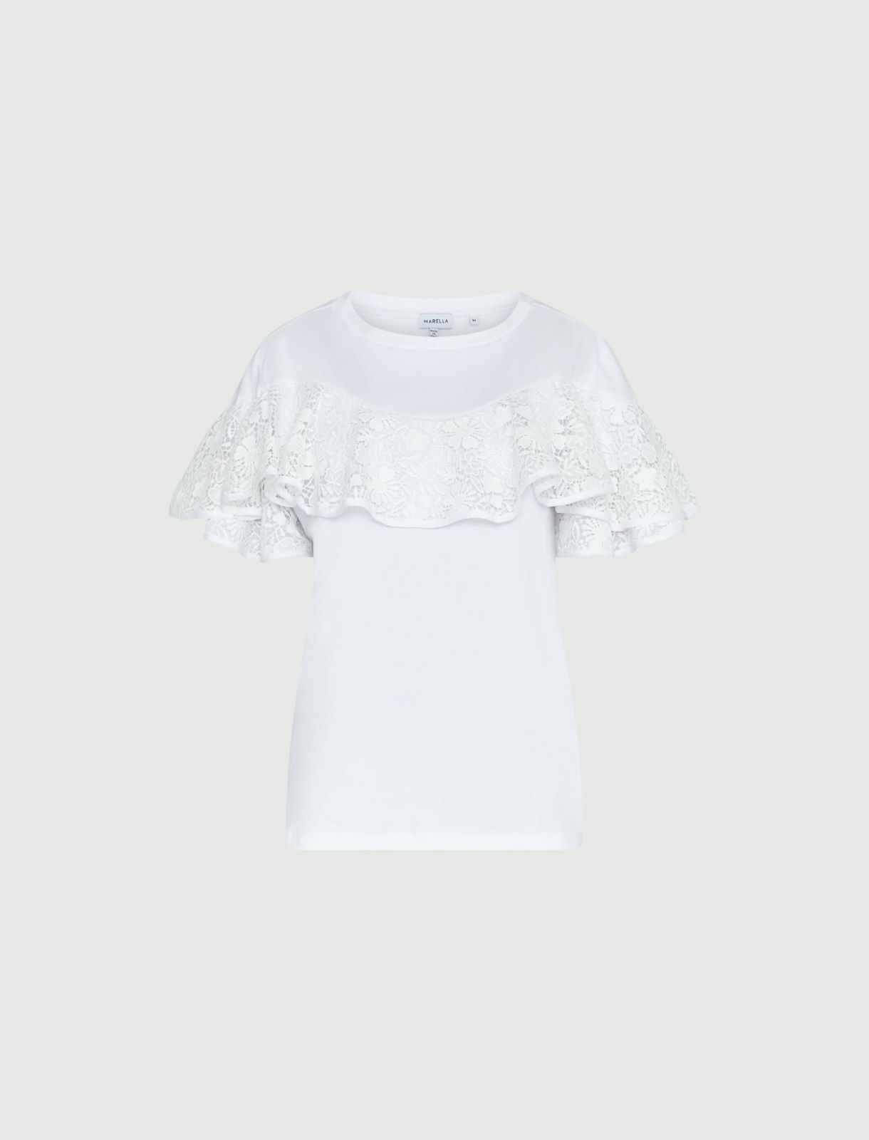 T-shirt with lace - White - Marella - 5