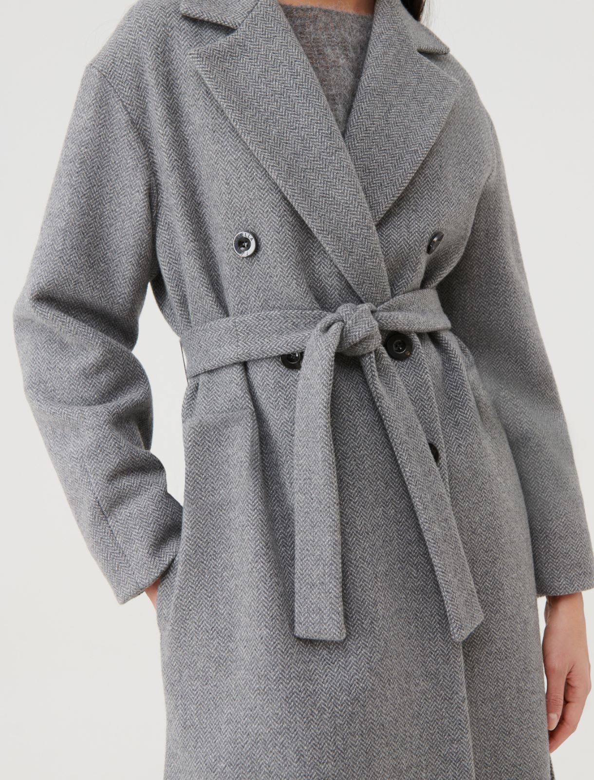 Double-breasted coat - Medium grey - Marella - 4