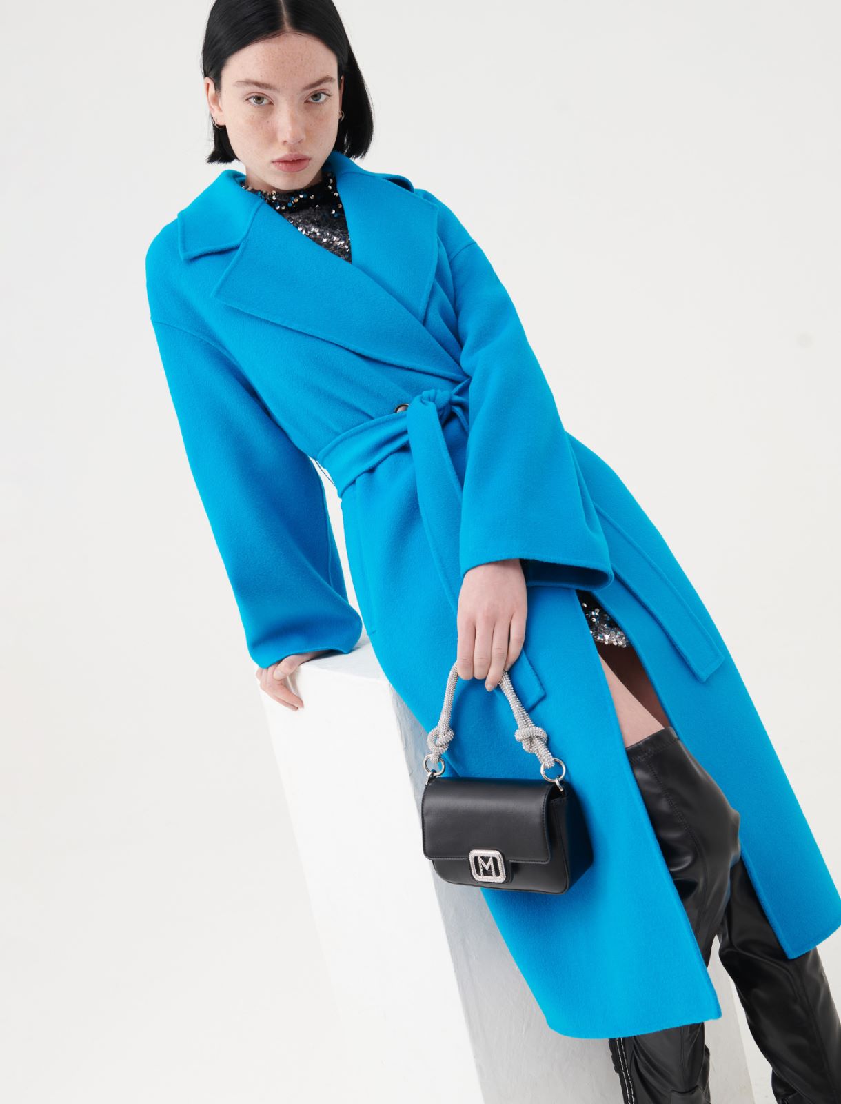 Manteau avec ceinture - Turquoise - Marella - 3