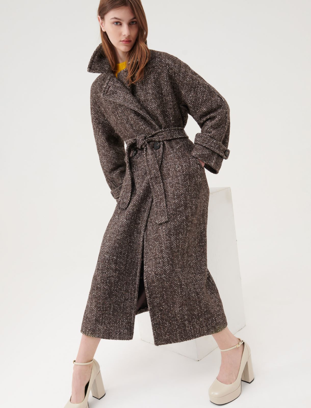 Double-breasted coat - Brown - Marella - 3