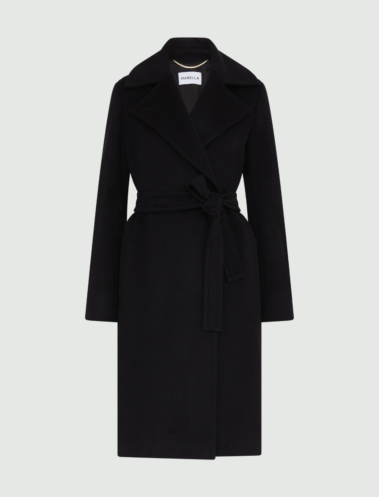 Manteau avec ceinture - Noir - Marella - 5