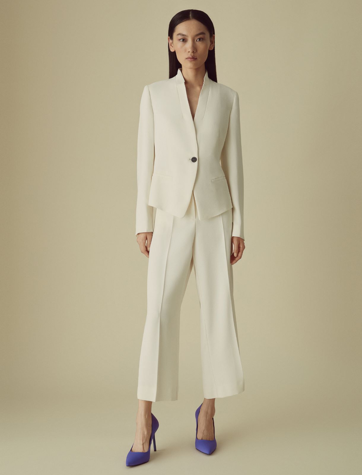 Semi-fitted blazer - Wool white - Marella