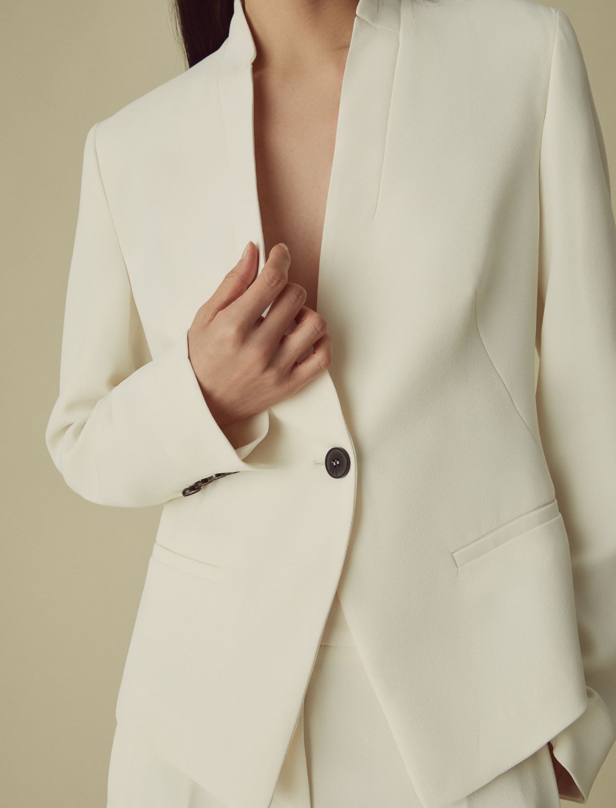 Semi-fitted blazer - Wool white - Marella - 4