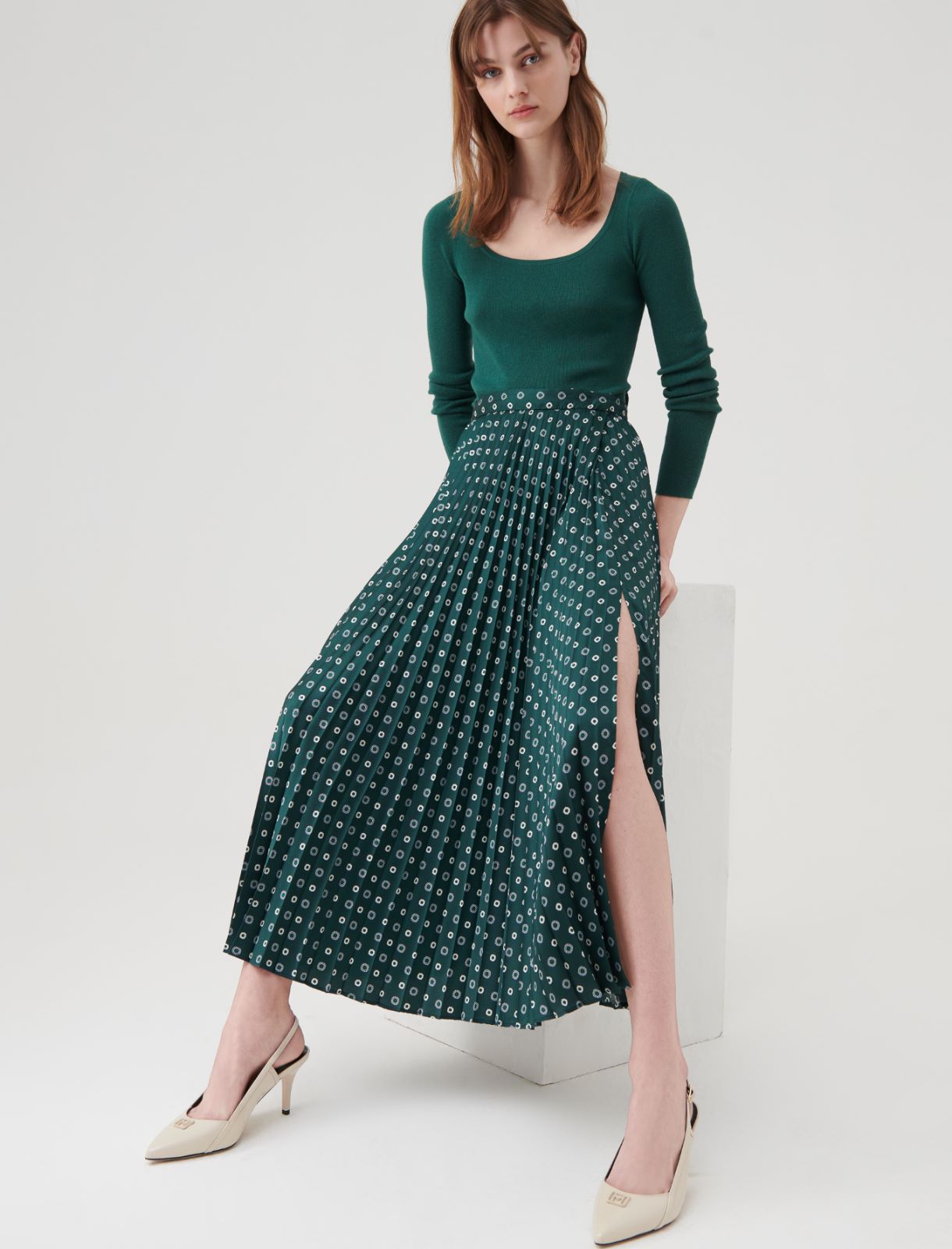 Pleated skirt - Dark green - Marella - 3