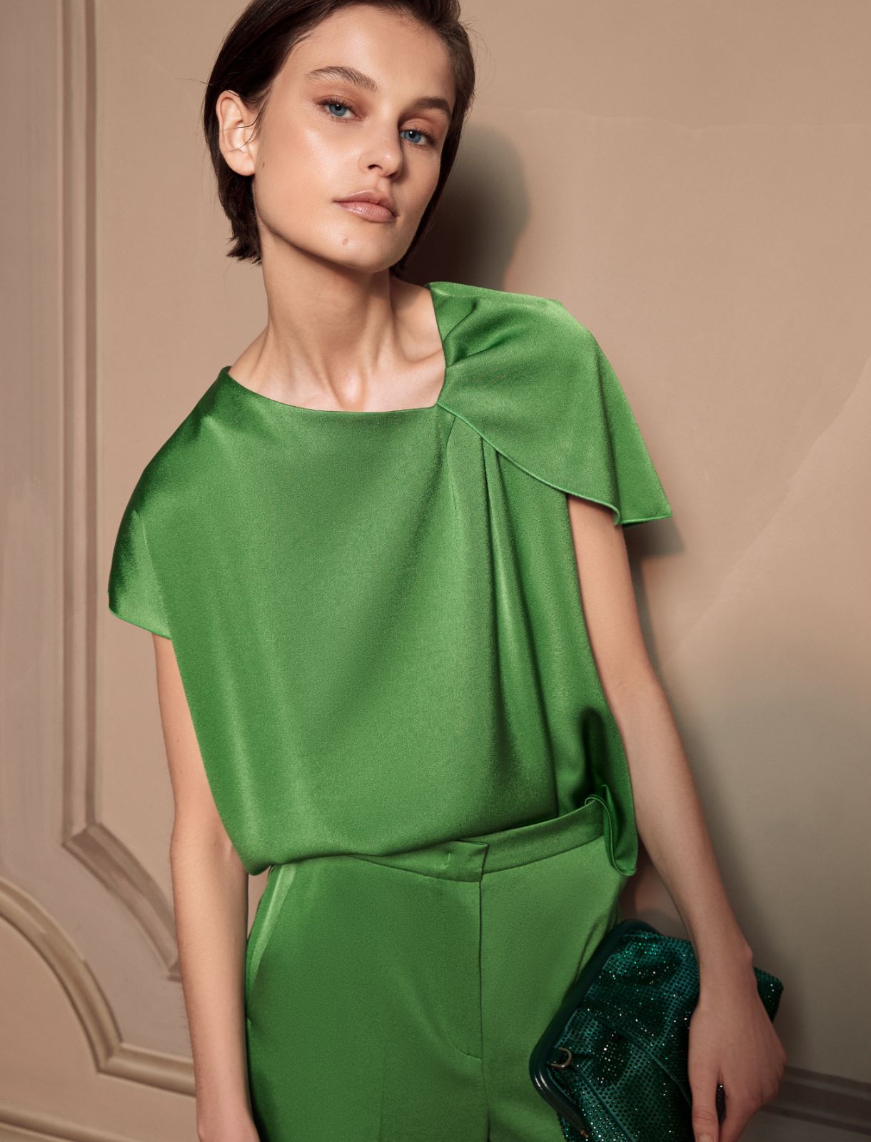 Satin blouse - Grass green - Marella - 4