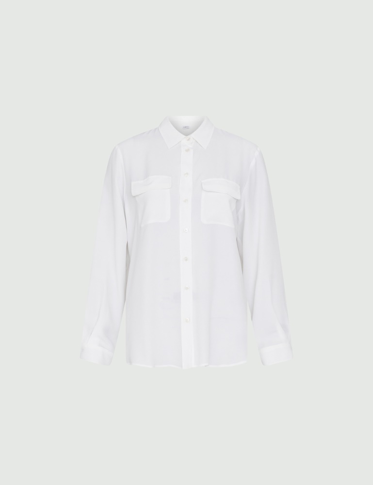 Koszula z krepy - Wełniany biały - Marella - 2