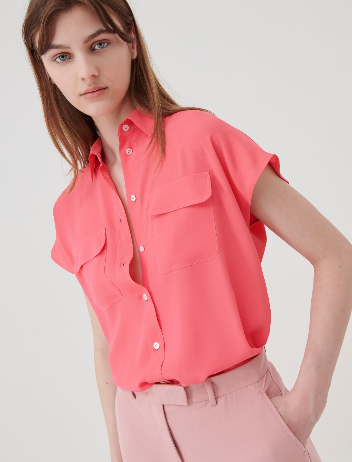 Crepe shirt - Shocking pink - Marella - 4