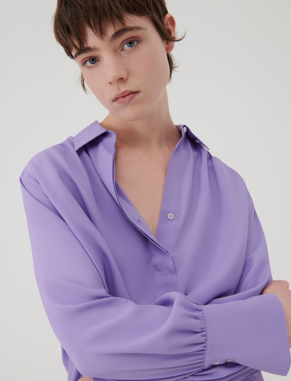 Crepe blouse - Lilac - Marella - 3
