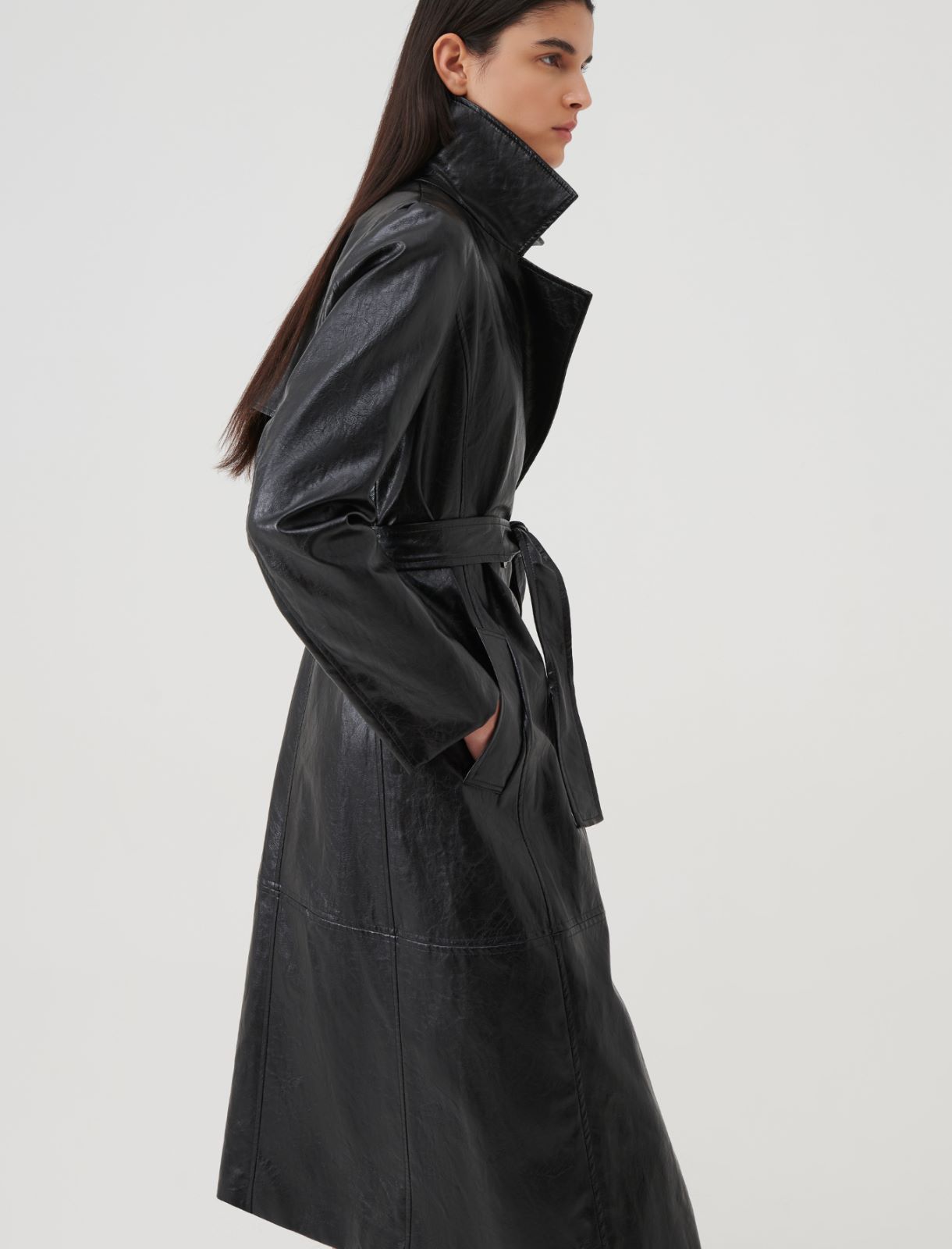 Double-breasted trench coat, black | Marella