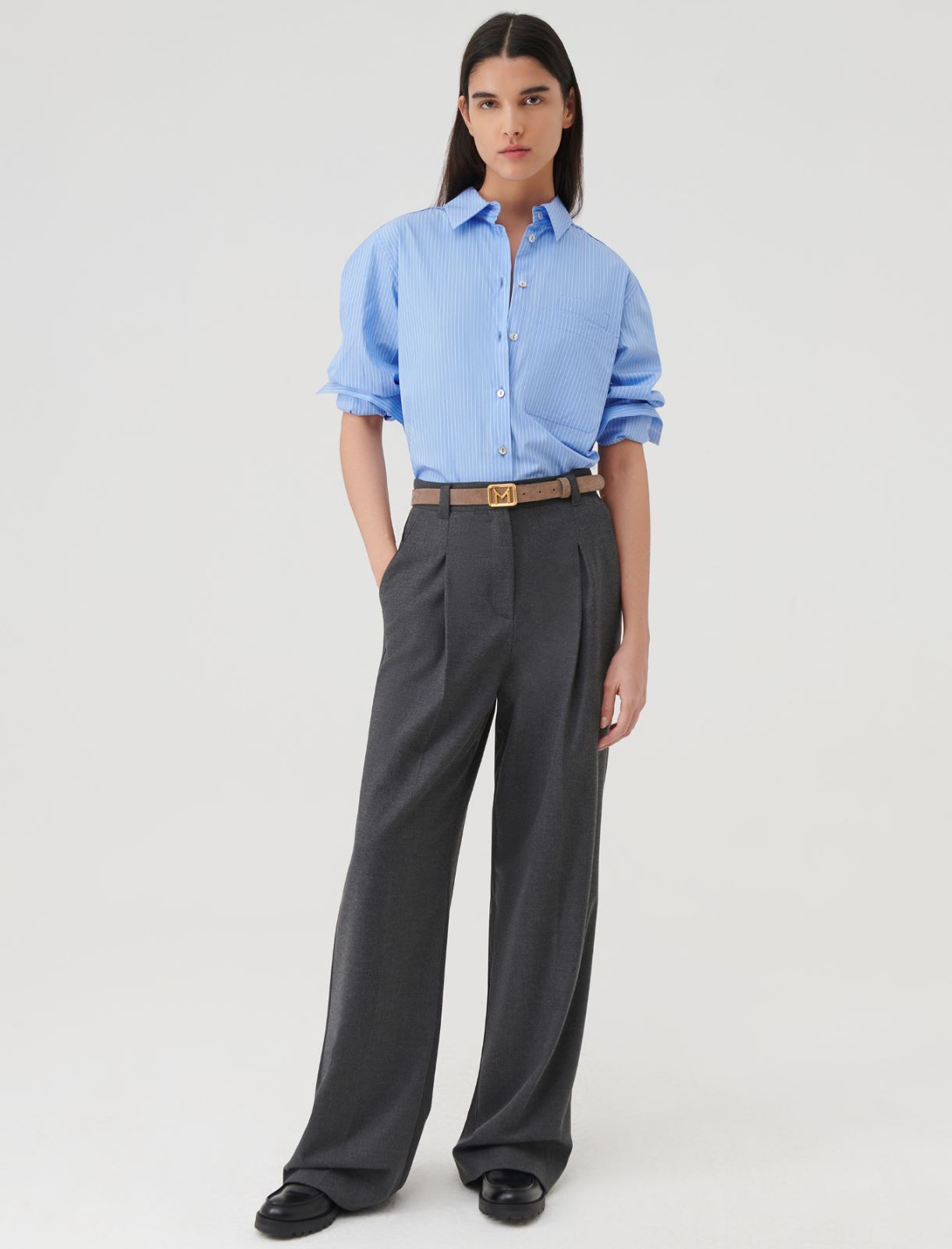 Wide-leg trousers - Melange grey - Marella