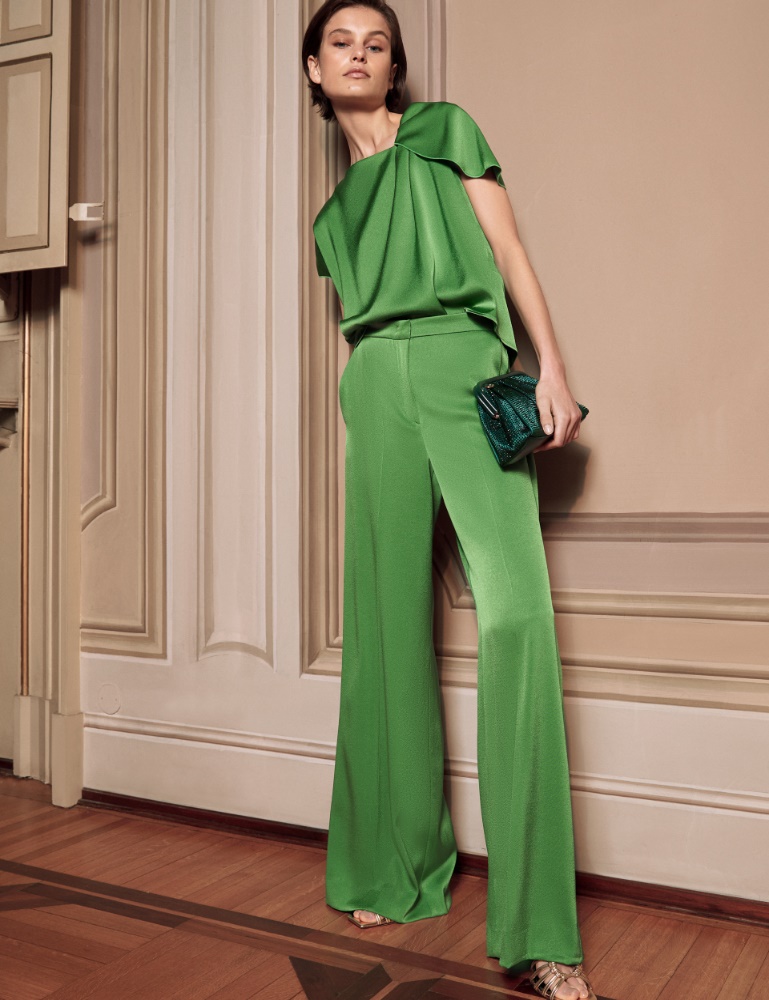 Spodnie z szeroką nogawką - Soczysty zielony - Marella