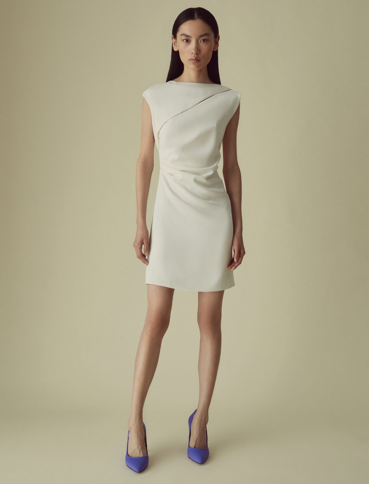 Vestido de satén - Blanco lana - Marella