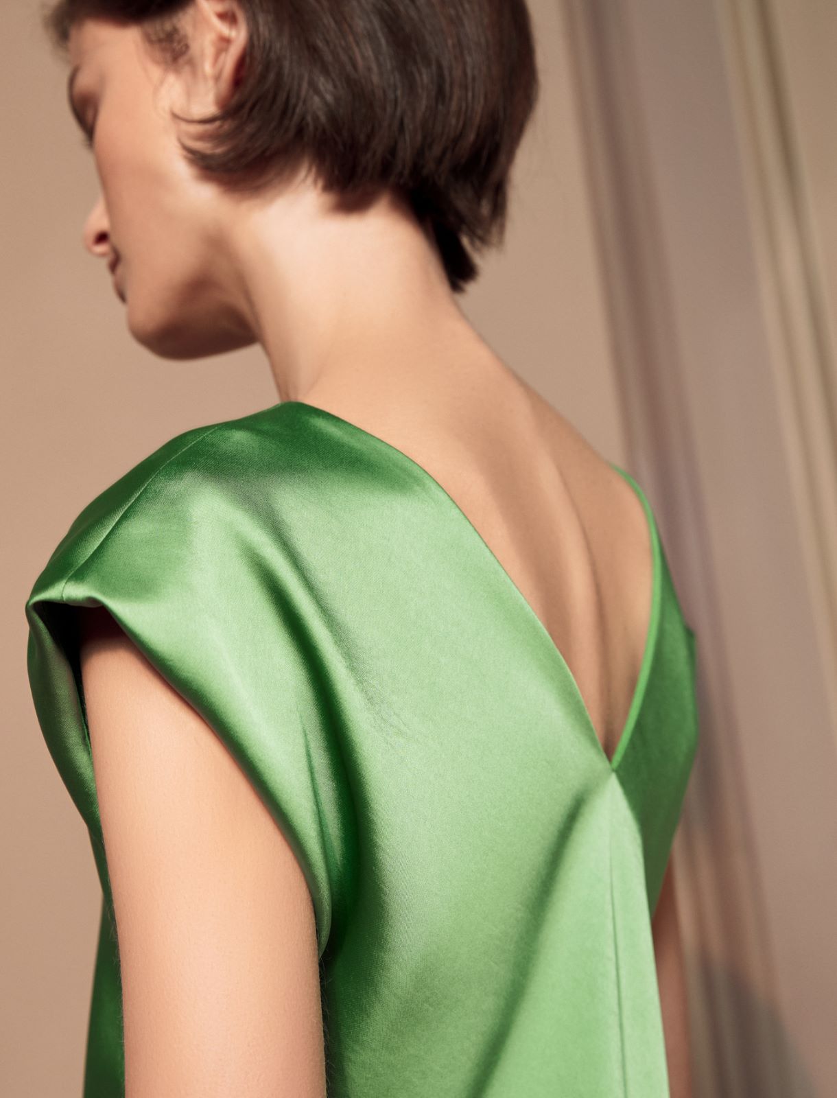 Vestido de raso - Verde prado - Marella - 4