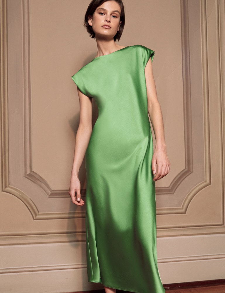 Atłasowa sukienka - Soczysty zielony - Marella