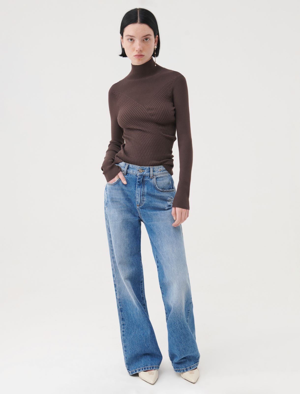 Cable-knit sweater - Brown - Marella