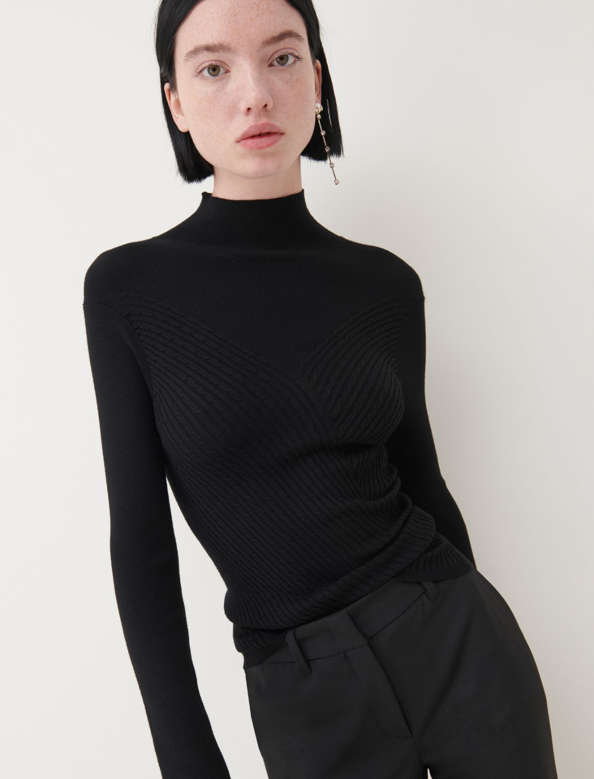 Cable-knit sweater - Black - Marella - 3