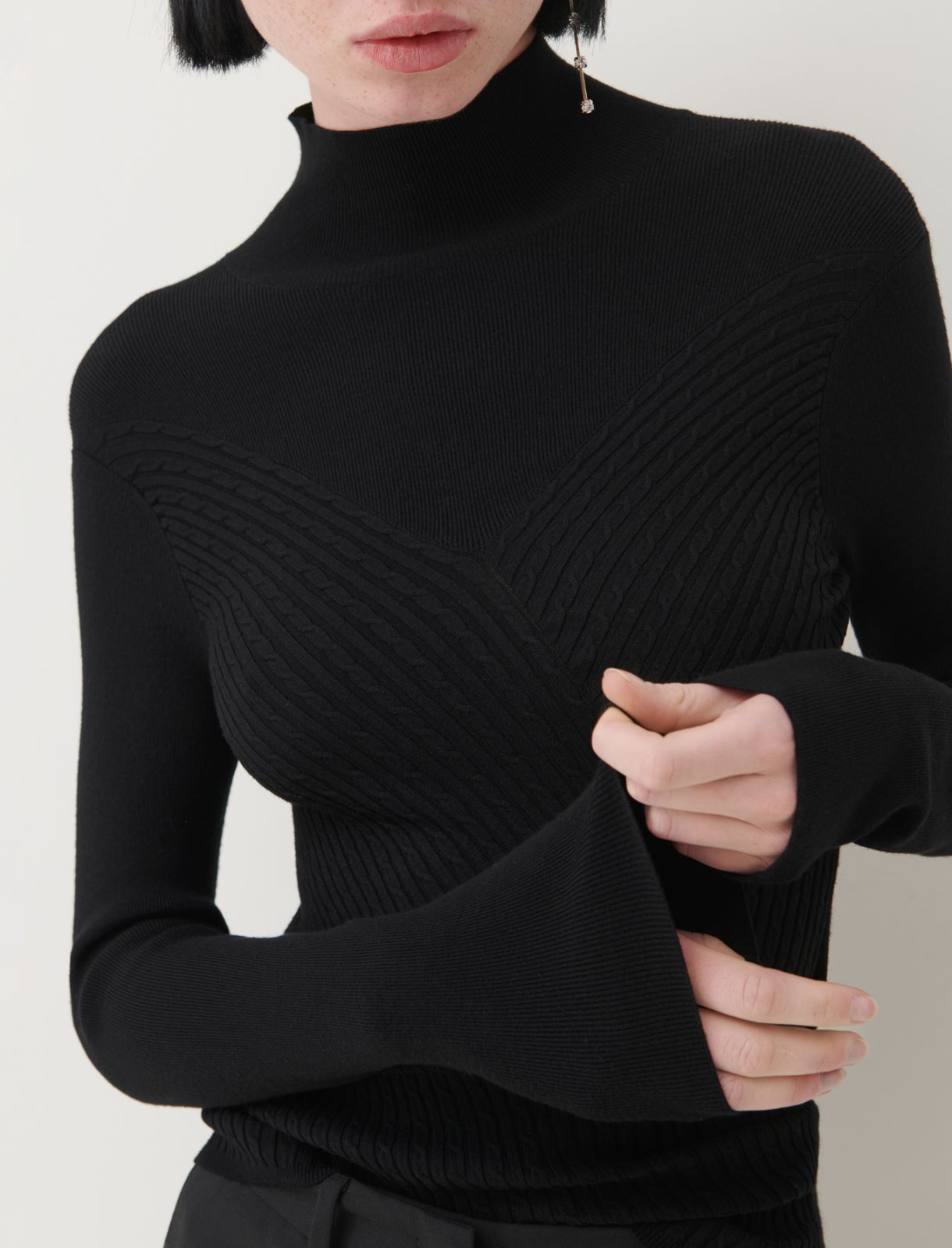 Cable-knit sweater - Black - Marella - 4
