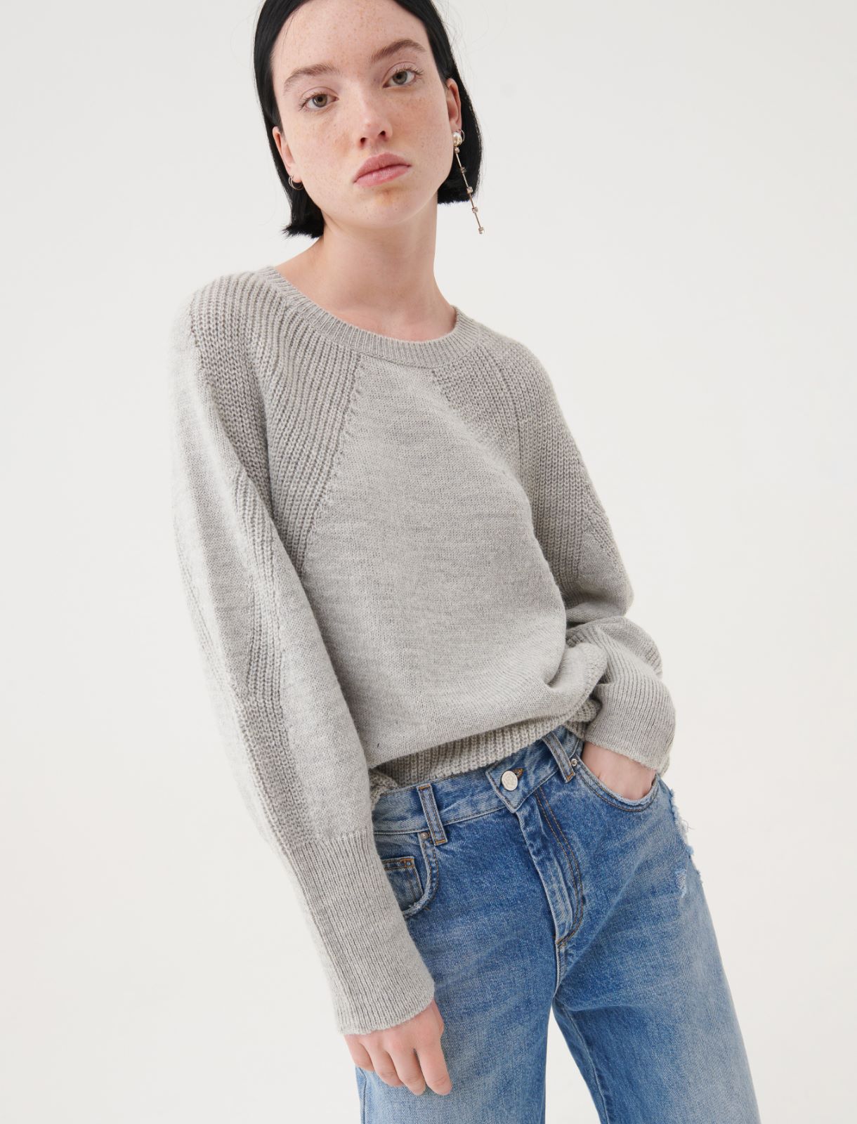 Alpaca-blend sweater - Melange grey - Marella - 3