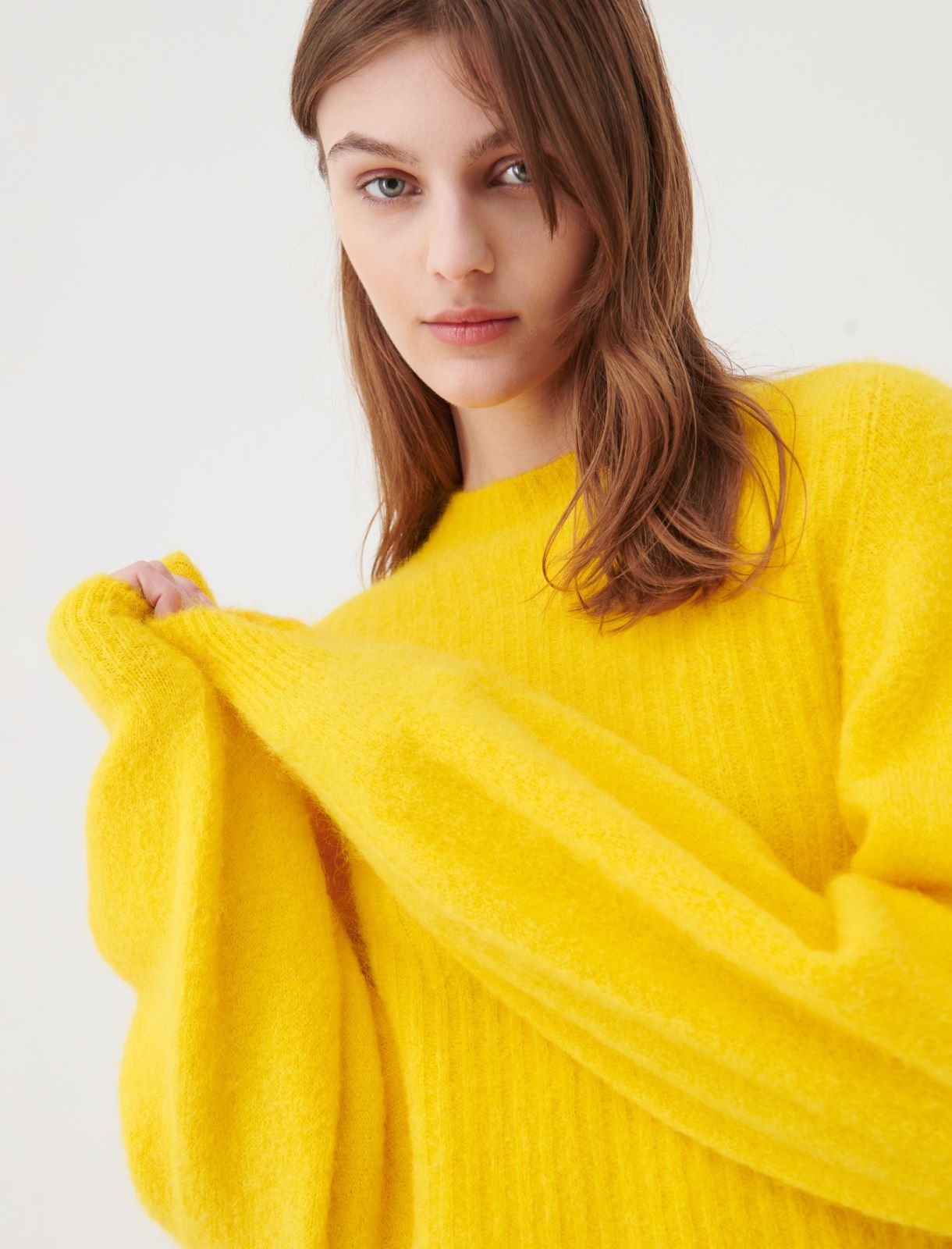 Pullover mit hohem Marella Kragen, gelb 