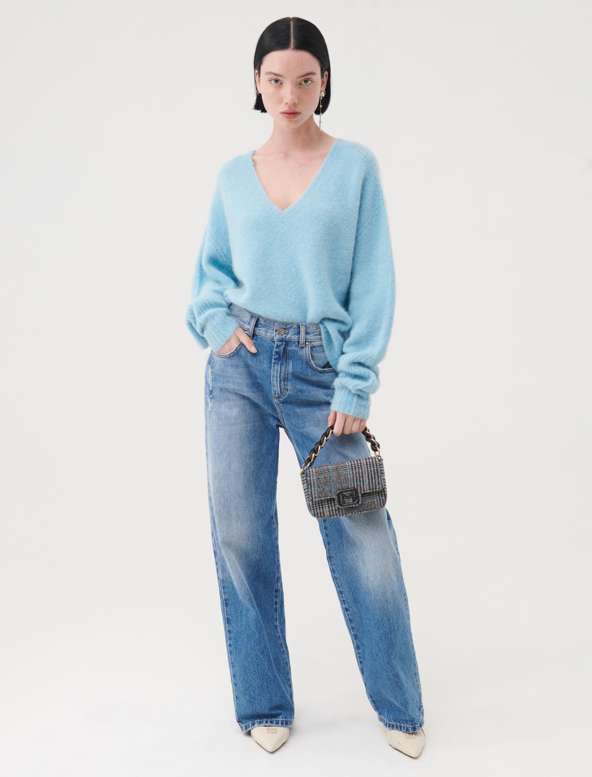 Pullover mit V-Ausschnitt - Azurblau - Marella
