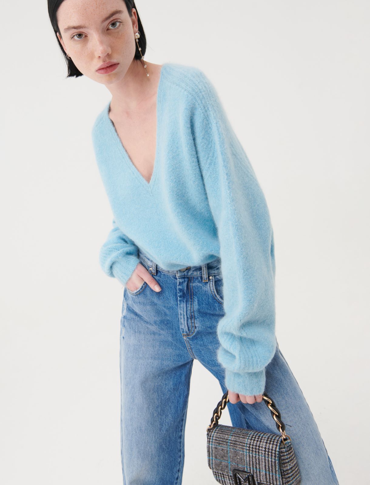 V-neck sweater - Light blue - Marella - 3