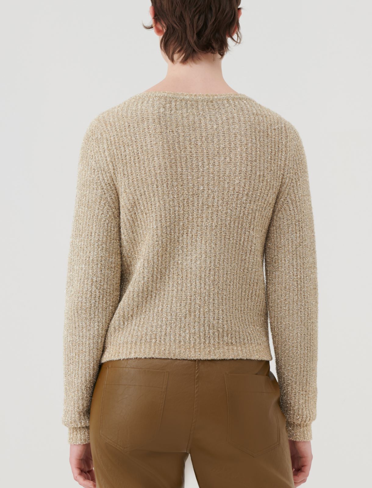 Lurex sweater - Beige golden - Marella - 2